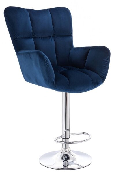 LuxuryForm DESIGN Barové kreslo AURORA VELUR na striebornom tanieri - modré