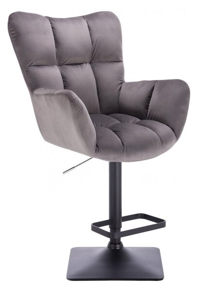 LuxuryForm DESIGN Barové kreslo AURORA VELUR na čiernej hranatej podstave - tmavo šedé