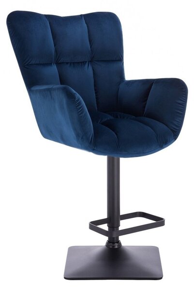 LuxuryForm DESIGN Barové kreslo AURORA VELUR na čiernej hranatej podstave - modré