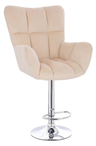 LuxuryForm DESIGN Barové kreslo AURORA VELUR na striebornom tanieri - krémové