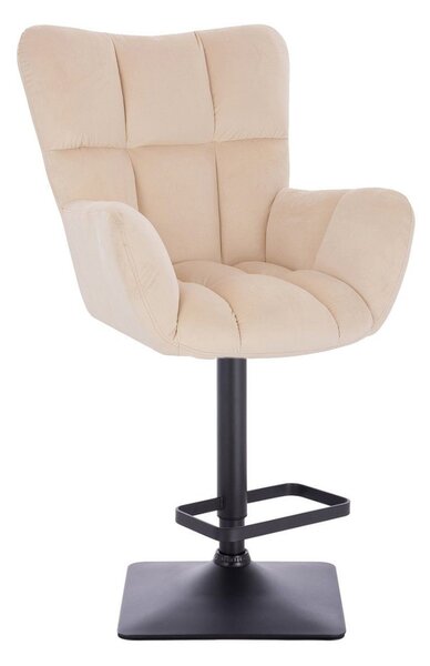 LuxuryForm DESIGN Barové kreslo AURORA VELUR na čiernej hranatej podstave - krémové