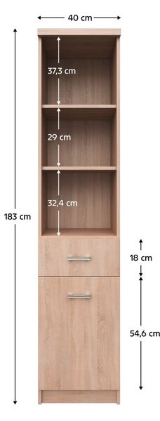 NovýNábytok.sk Regál Topta Typ 33 1D1S (dub sonoma). Vlastná spoľahlivá doprava až k Vám domov. 1075482