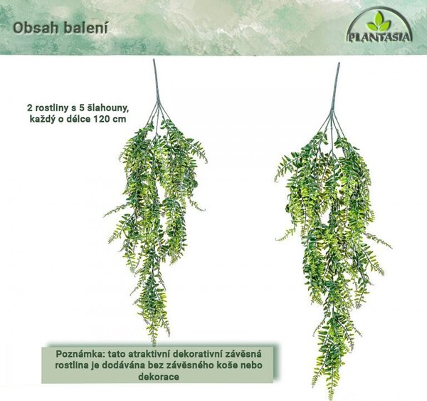 PLANTASIA Sada umelých závesných rastlín, 120 cm, 2 ks