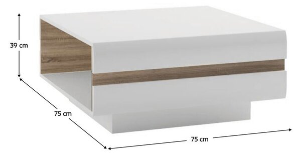 NovýNábytok.sk Konferenčný stolík Lynatut Typ 71 (extra vysoký lesk biely + dub sonoma tmavý truflový). Vlastná spoľahlivá doprava až k Vám domov. 1075520