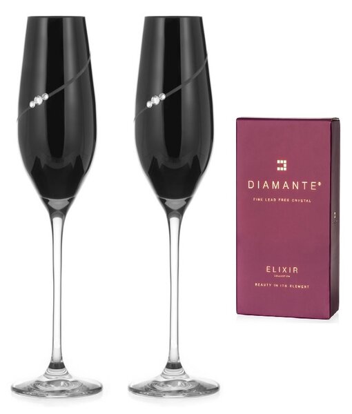 Diamante poháre na šampanské Silhouette City Black s kamienkami Swarovski 210ml 2KS