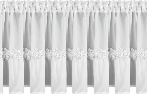 KRÁTKA VIANOČNÁ ZÁCLONA NA PÁSKE FLAKE 150X40 CM BIELA