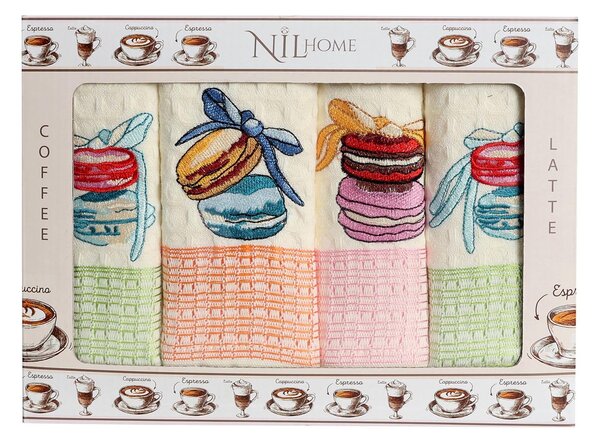 KUCHYNSKÉ UTIERKY MACARONS SADA 4 KS 50X70 CM VZOROVANÉ