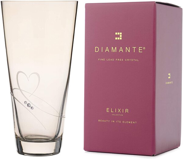 Diamante sklenená váza Romance Amber Conical s kryštálmi Swarovski 25 cm