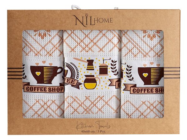 KUCHYNSKÉ UTIERKY CUP OF COFFEE SADA 3 KS 40X60 CM VZOROVANÉ