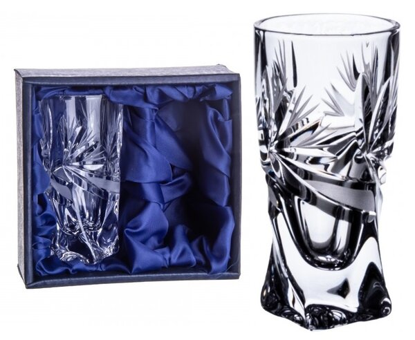 Onte Crystal Bohemia Crystal ručne brúsené poháre na destiláty Quadro Mašle 50 ml 2KS