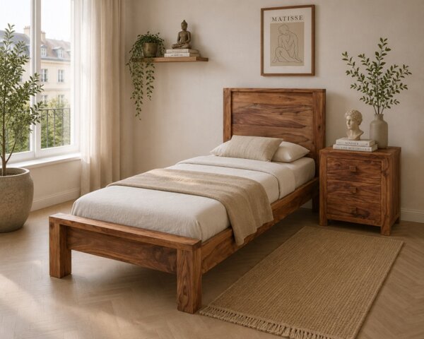 Posteľ Kali 90x200 indický masív palisander