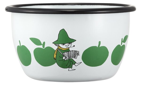 Miska Moomin Joyful Apples 0,6l, smalt / bielo-zelená