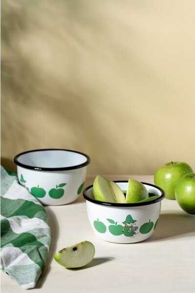 Miska Moomin Joyful Apples 0,6l, smalt / bielo-zelená