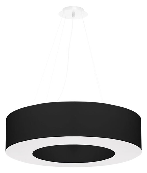 Závesné svietidlo Saturno, 1x čierne textilné tienidlo, (biely plast), (fi 70 cm)