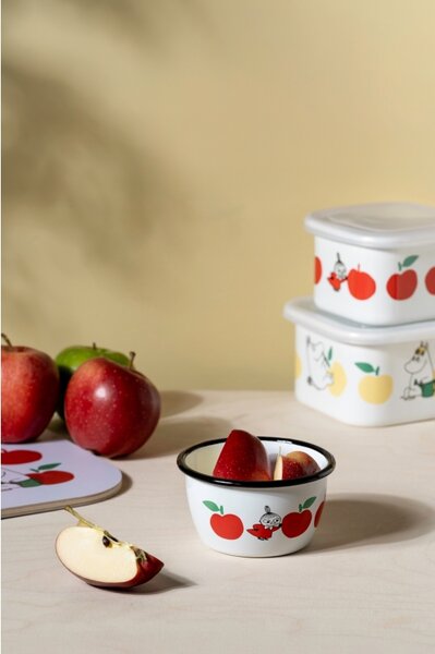 Miska Moomin Joyful Apples 0,3l, smalt / bielo-červená