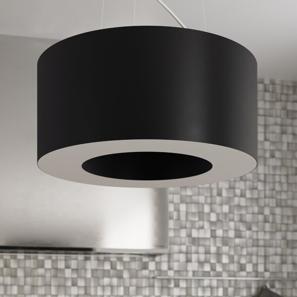 Závesné svietidlo Saturno, 1x čierne textilné tienidlo, (biely plast), (fi 70 cm)