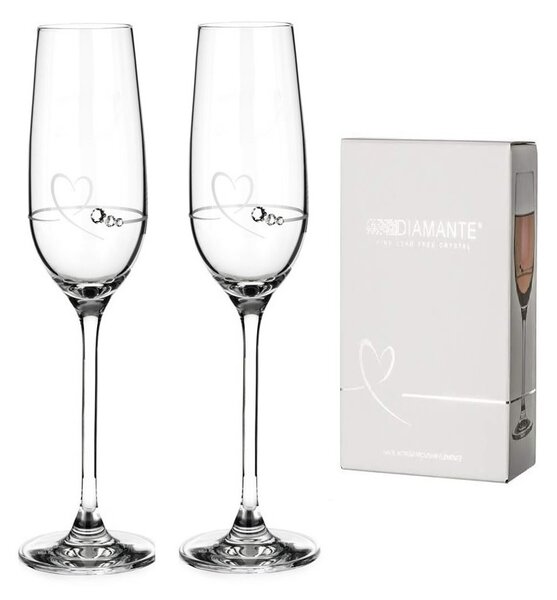 Diamante poháre na šampanské se Swarovski kryštály Petit Heart 150 ml 2KS