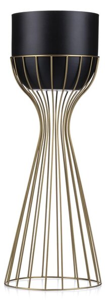 KOVOVÝ KVETINÁČ SO STOJANOM GLAM 56X20 CM ČIERNA/ZLATÁ