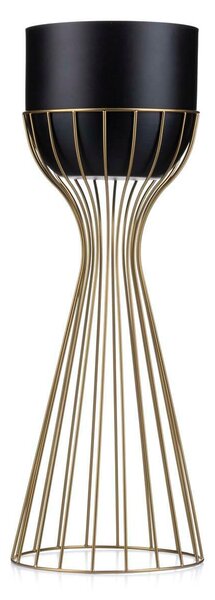 KOVOVÝ KVETINÁČ SO STOJANOM GLAM 56X20 CM ČIERNA/ZLATÁ