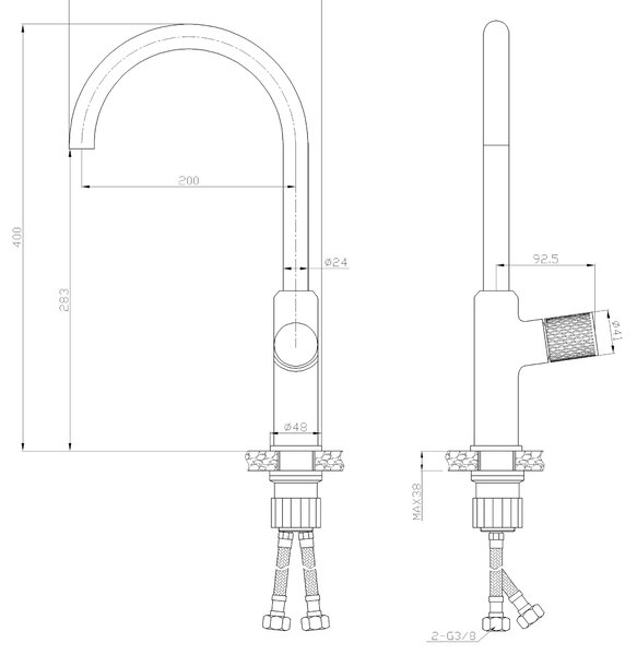 Invena Moonlight, drezová batéria h-400, čierna-ružové zlato, INV-BZ-77-014-V