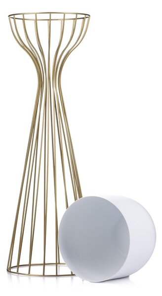 KOVOVÝ KVETINÁČ SO STOJANOM GLAM 68X20 CM BIELA/ZLATÁ