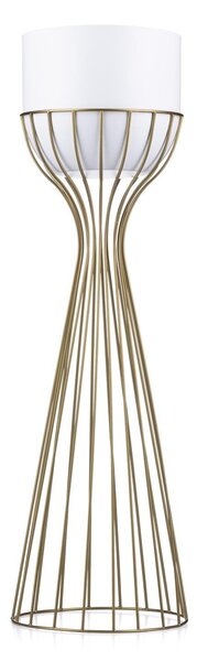 KOVOVÝ KVETINÁČ SO STOJANOM GLAM 68X20 CM BIELA/ZLATÁ