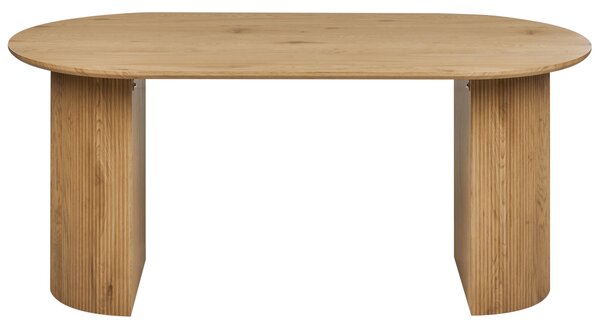 Jedálenský stôl svetlé drevo MDF vrchná doska 180 x 90 cm oválny tvar nohy s drážkovaným povrchom moderný štýl kuchyňa jedáleň