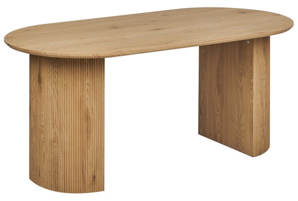 Jedálenský stôl svetlé drevo MDF vrchná doska 180 x 90 cm oválny tvar nohy s drážkovaným povrchom moderný štýl kuchyňa jedáleň