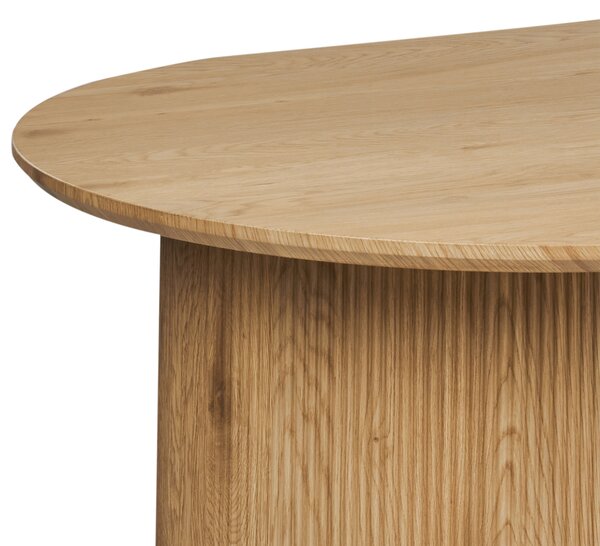 Jedálenský stôl svetlé drevo MDF vrchná doska 180 x 90 cm oválny tvar nohy s drážkovaným povrchom moderný štýl kuchyňa jedáleň