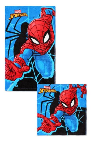Uterák na ruky + uteráčik na tvár Spiderman - set 2 ks / 30x50 + 30x30 cm
