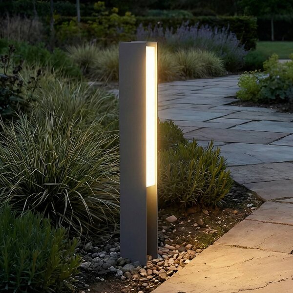 Lucande LED podlahové svietidlo Teerk, výška 50 cm, antracitová farba, IP65, Čierna, Hliník, Moderný, Vonkajčie stĺpové osvetlenie