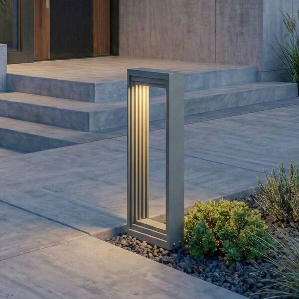 Lucande LED podlahové svietidlo Ashkan, výška 40 cm, antracitová farba, IP65, Hliník / sivá / zinok, kov, Moderný, Vonkajčie stĺpové osvetlenie