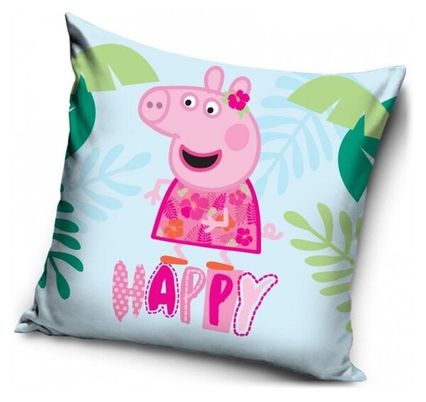 Povlak na vankúš Prasiatko Peppa - Peppa Pig - motív happy - 40 x 40 cm