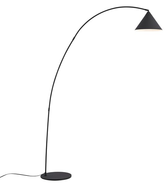 Retro stojaca lampa čierna s bielym interiérom - Triangolo