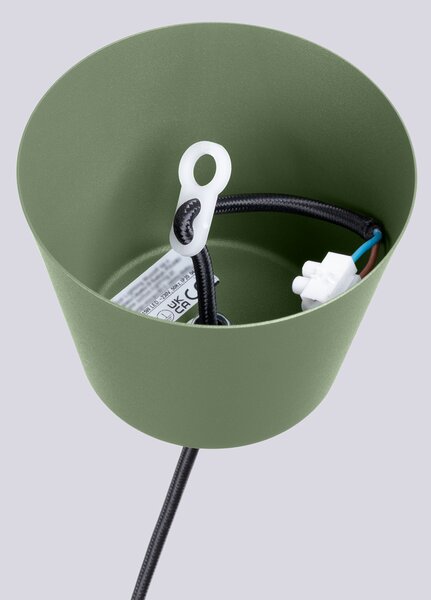 Závesné svietidlo Bilo, 1x olivovo zelené kovové tienidlo