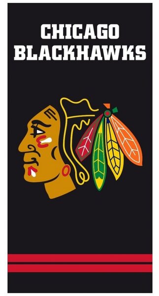 Hokejová bavlnená osuška NHL Chicago Blackhawks - black - 100% bavlna - 70 x 140 cm