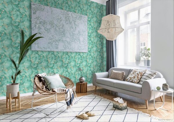 A.S. Création | Vliesová tapeta na stenu Elite of Shades 78657-1 | 1,06 x 10,05 m | tyrkysová