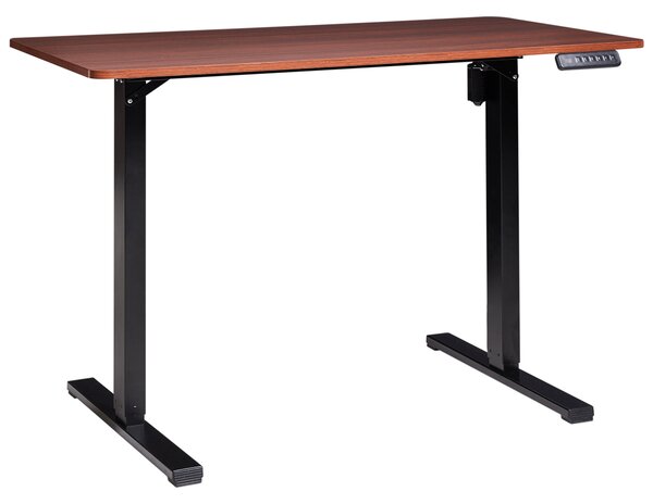 Elektrický výškovo nastaviteľný písací stôl tmavohnedá doska čierny oceľový rám 120 x 60 cm moderný dizajn