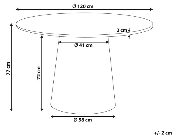 Jedálenský stôl čierny MDF vrchná doska ⌀ 120 cm okrúhly tvar podstavca moderný štýl kuchyňa jedáleň