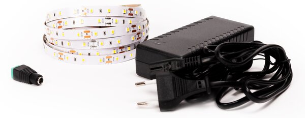 LED pásik 12Wm 12V bez krytia IP20 5 metrov + adaptér 72W Farba svetla Studená biela