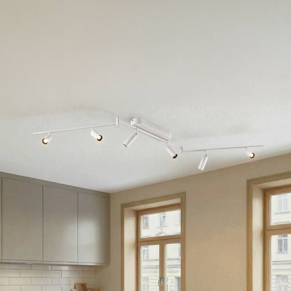 Lindby stropné LED svetlo Eldrin, 6-pl., bodové svetlá, biele, Biela / opálová, Obývacia izba / jedáleň, kov, Moderný, Stropné svetlo