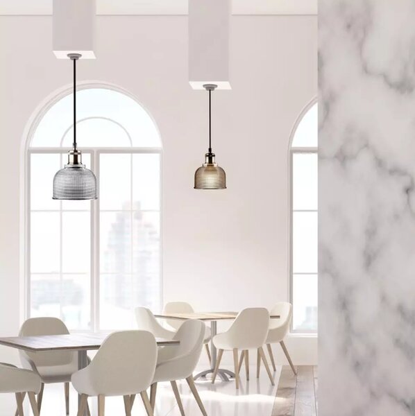 Sklenený Amber luster pre žiarovku E27 Ø145mm – LED lustre a svietidlá > Lustre