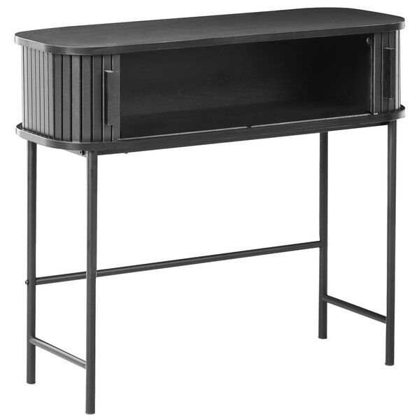 Konzolový stôl čierny MDF kov 80 x 30 cm retro štýl posuvné dvierka obývacia izba