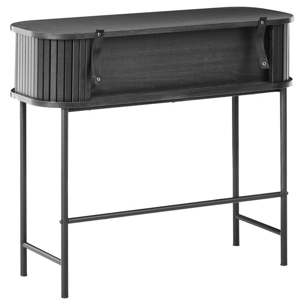 Konzolový stôl čierny MDF kov 80 x 30 cm retro štýl posuvné dvierka obývacia izba