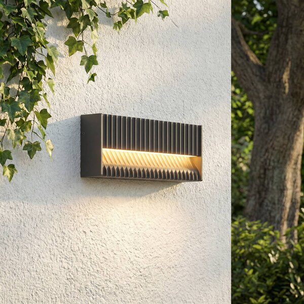 Lucande LED vonkajšie nástenné svietidlo Tavion, 25 cm, antracitová farba, IP65, Čierna, Hliník, Moderný, Nástenné svietidlo