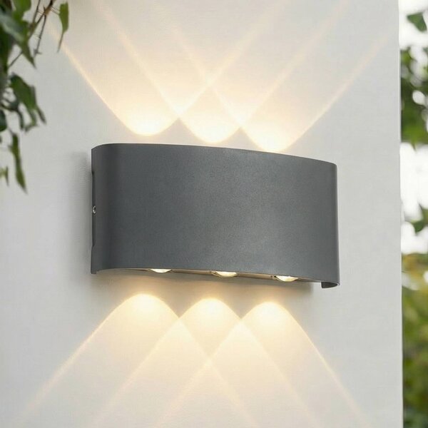 Lindby LED vonkajšie nástenné svietidlo Ithan, 3-pl., antracitové, 17 cm, Čierna, Hliník, Moderný, Nástenné svietidlo