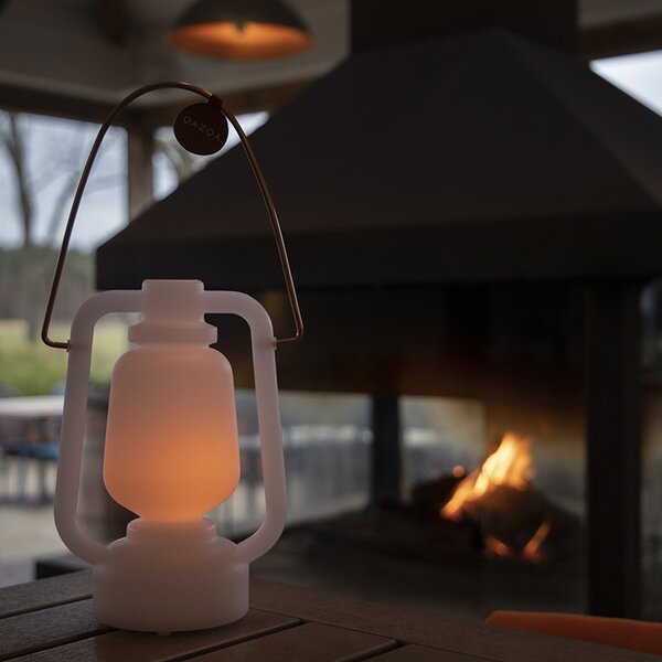 Stolná lampa biela s efektom plameňa 22 cm - Storm Mini
