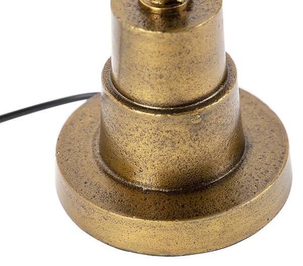 Art Deco stolná lampa bronzová s tienidlom z červeného zamatu 35 cm - Pisos