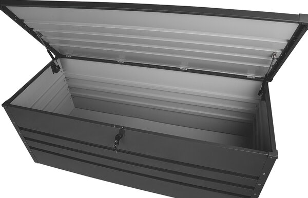 Vonkajší úložný box tmavošedý objem 600 L galvanizovaná oceľ industriálny dizajn záhrada