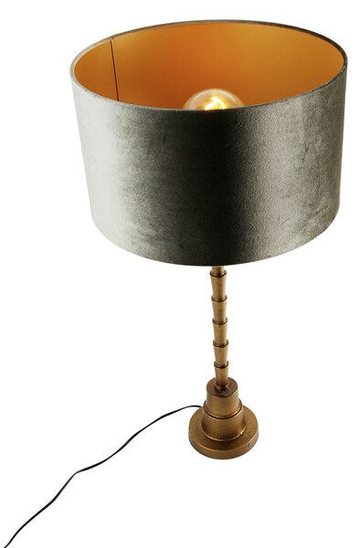 Stolná lampa bronzová so zamatovým tienidlom zelená 35 cm - Pisos